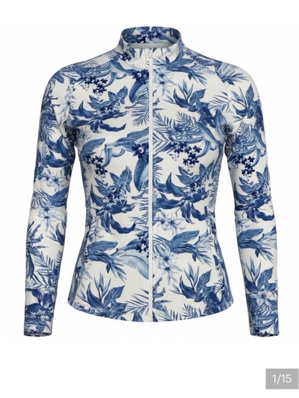 Tommy Bahama Tabu Jungle Print Blue/White Zip-up Jacket Golf Tennis